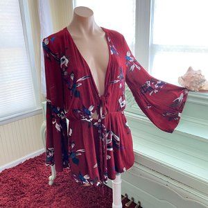 Floral Red Jumpsuit